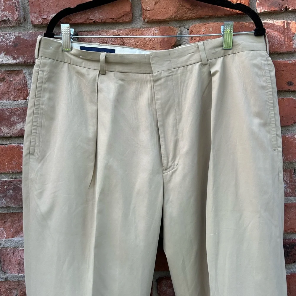 Polo Ralph Lauren Golf Men's Pleated Front Tan Pants Size 36/32 Cotton/Nylon